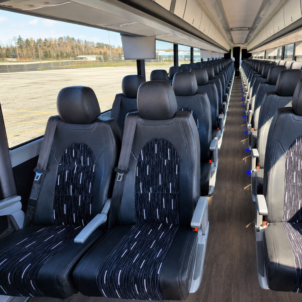 56 passenger charter bus inside